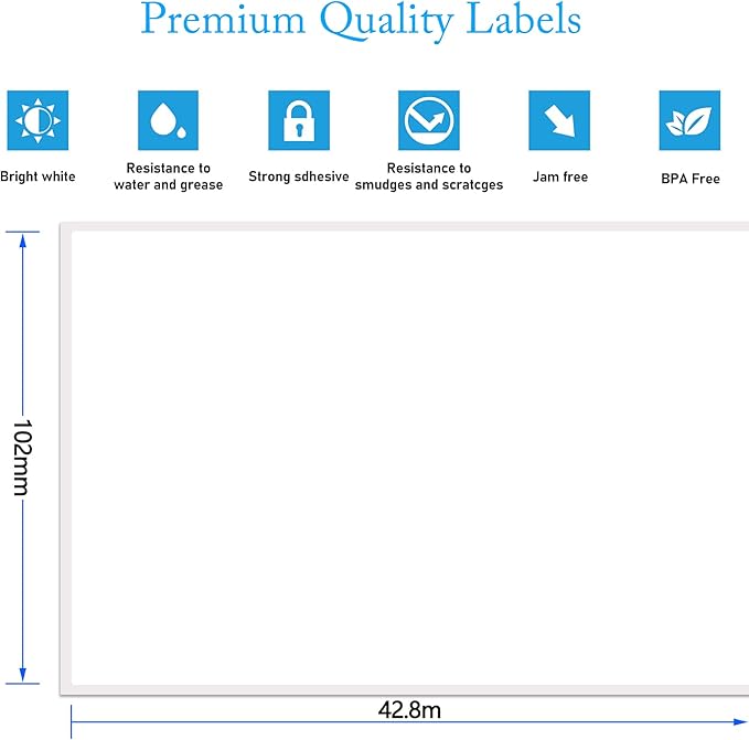 GREENCYCLE 8 Roll Replacement for Brother RD-S01U2 RDS01U2 Continuous Length Shipping White Paper Labels Multipurpose Label 4" x 140 1/2' (102mm x 42.8m) 1" Core for Brother TD-4000 4100N Printers