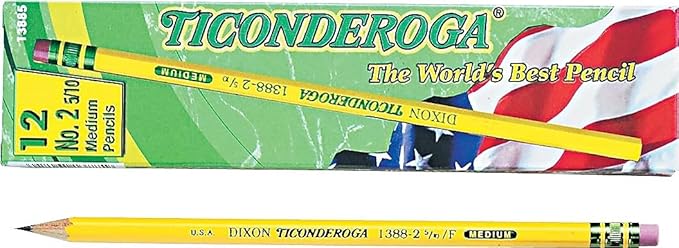 Ticonderoga 13885 Woodcase Pencil, F #2.5, Yellow, Dozen