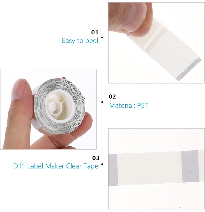 COHEALI 2rolls Clear Self-Adhesive Name Labels Transparent Tape for Easy Identification Bottles Boxes and Crafts