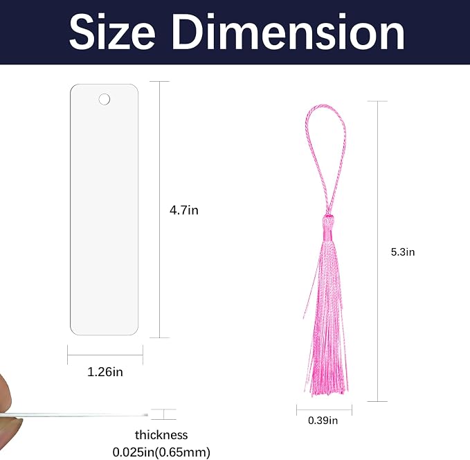 LIZOIDZSM 45 Pcs sublimation bookmarks，sublimation bookmark blank Aluminum Metal Bookmarks Bulk DIY Bookmarks with Hole and Colorful Tassels for Crafts Reading School Office Supplies, White