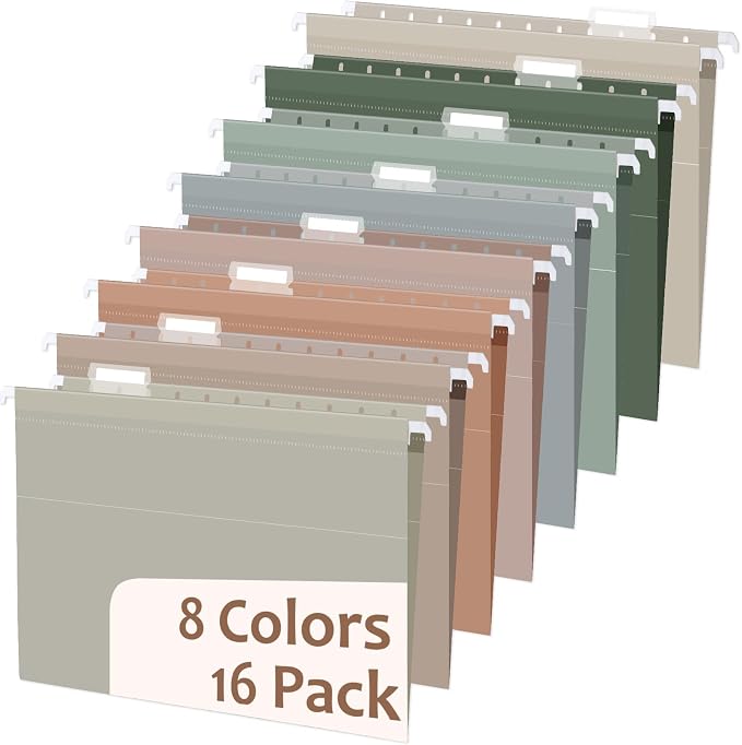 gisgfim 16pack Poly Plastic Hanging File Folders Letter Size 11.8 x 8.85 Inches File Folders Filing Cabinet Organizer Ideal for Home and Office Organization and Papers Classification Morandi Colors