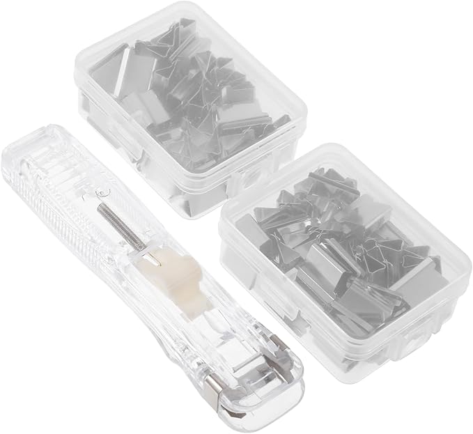 Operitacx 2sets Refillable Desk Stapler with Clip Dispensers Transparent Push Clip Paper Clipper Office Supplies for and Organization
