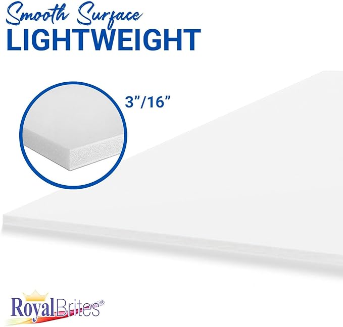 Royal Brites Premium White Foam Board 15” x 20”, Sturdy & Lightweight 3/16" Thick Board for Art, Work Presentations, & School Projects, 10 Sheets