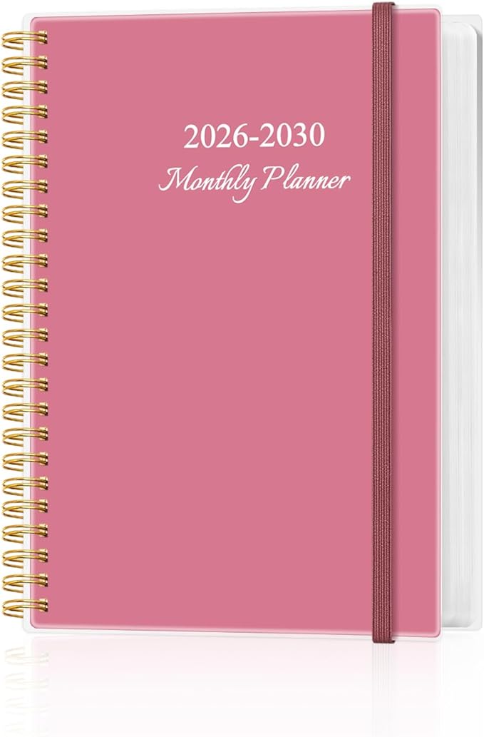 2026-2030 Monthly Planner - 57 Month PLanner Calendar from April 2026 to December 2030, 5 Year Planner 2026-2030 with Flexible Cover, Inner Pocket, Perfect for Home | School | Office, 5.8" x 8.5", Pink