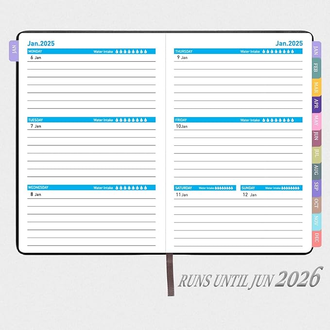 Cheericome Planner 2026-2027, Month Weekly Planner Run JAN 2026 to JUN 2027, 26-27 Planner with Pen Loop, Back Pocket and Stickers, 18 Months Planners, Black Monthly Planners 2026-2027