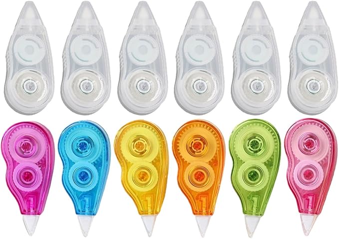 12pcs Correction Tape Set Adhesive Correction Tape 12m Large Capacity Portable School Stationery for Students and Office Use