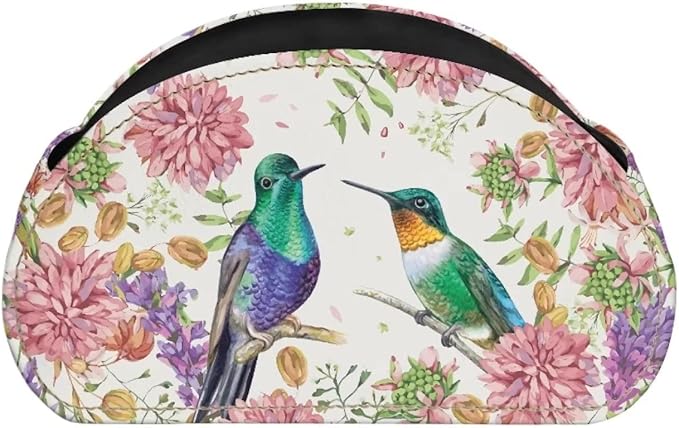 Forchrinse Hummingbird Peony Remote Control Holder Modern Leather TV Remote Caddy for Table Desktop Organizer with 5 Compartment for Office Supplies,Home Decoration
