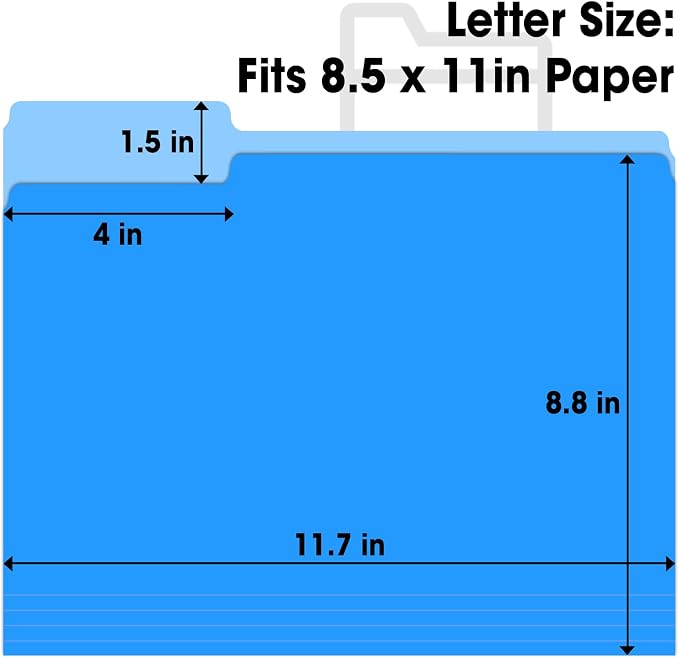 120 Pack File Folders 8.5 x 11 Inch, 1/3 Cut Tab File Folders Letter Size, School Business Office Filing Folder for Document, Blue