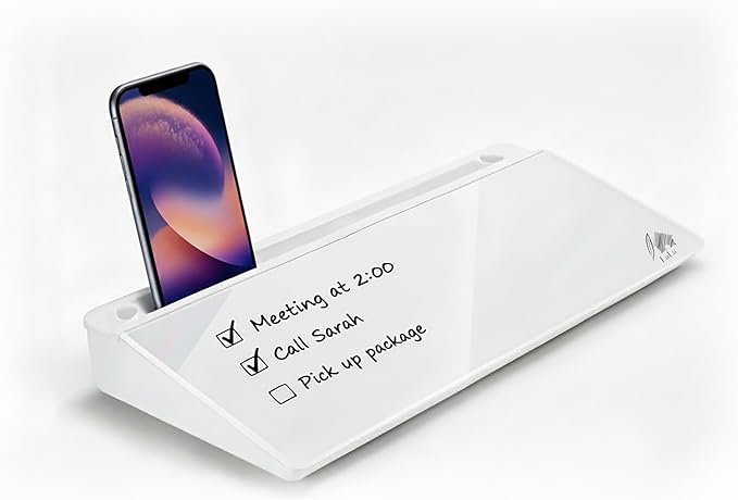 Small Desktop Whiteboard, Glass Dry Erase Board Computer Keyboard Stand Surface Pad with Drawer, Desk Organizer with Accessories for Office, Home, School, to-Do List Board
