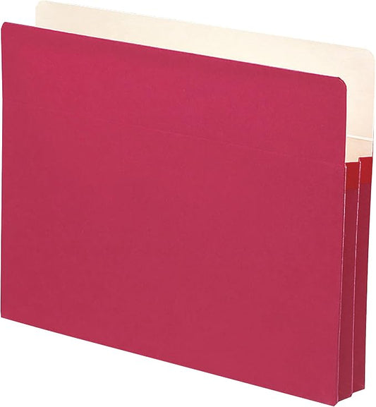 Smead File Pocket, Straight-Cut Tab, 1-3/4" Expansion, Letter Size, Red, 50 per Box (73221)