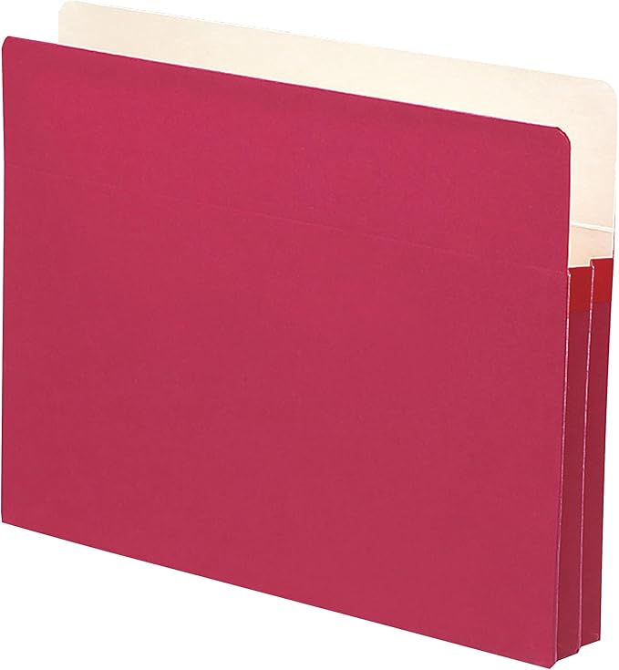 Smead File Pocket, Straight-Cut Tab, 1-3/4" Expansion, Letter Size, Red, 50 per Box (73221)
