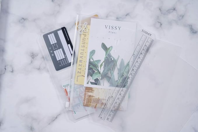 Moterm 2 PCs Page Lifter(Transparent Separator), 1 PC Bookmark Ruler, 1 PC PVC Storage Card Holder and 1 PC Zipper Bag for A5 Planner