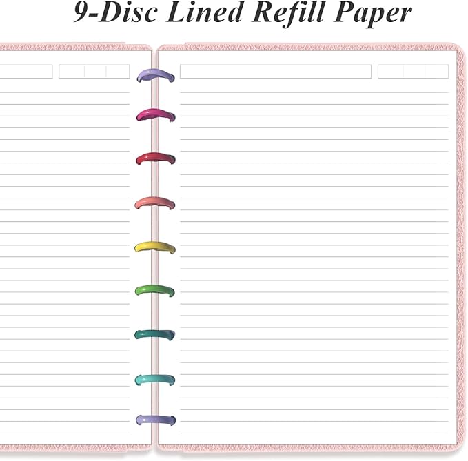 (3-Pack) 9-Disc Discbound Lined Refill Paper, Classic Size Pre-punched Happy Planners Inserts, 300Sheets/600Pages Loose-Leaf Paper, 100gsm White Paper, 7" x 9.25"