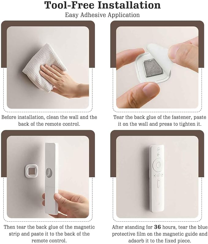 WALLFID 6-Pack Magnetic Remote Control Holder - Ultra-Slim, Wall Mount Organizer for Home, Office, and School, No Drilling Required, Versatile Storage Solution.(White)