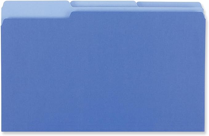Universal 15301 Recycled Interior File Folders, 1/3 Cut Top Tab, Legal, Blue, 100/Box