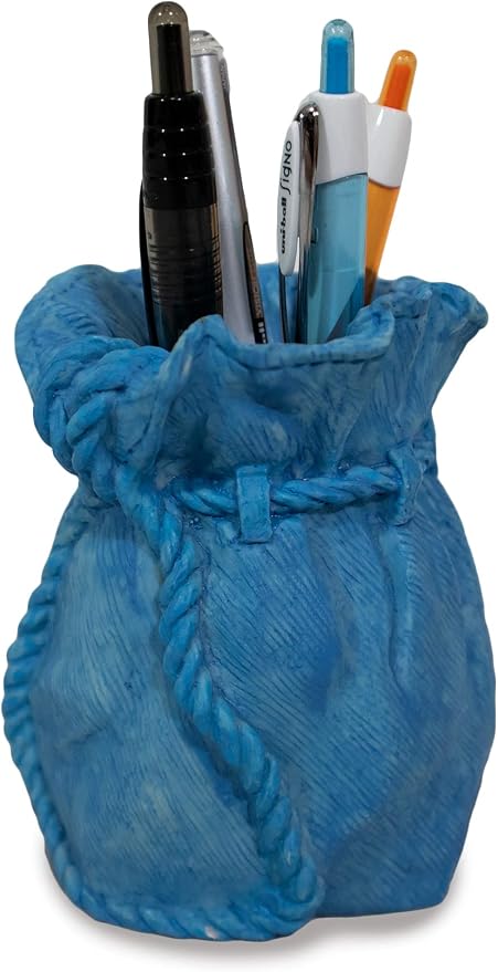 Stephanie Imports Ceramic Denim Pen Pouched-Shaped Holder Cup & Desk Organizer
