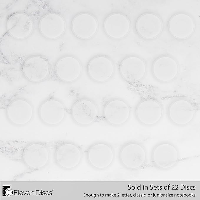 Eleven Discs 1-Inch Transparent Plastic Discbound Expansion Discs for Custom Notebook and Planner - Compatible with Circa, Arc, TUL (Set of 22)
