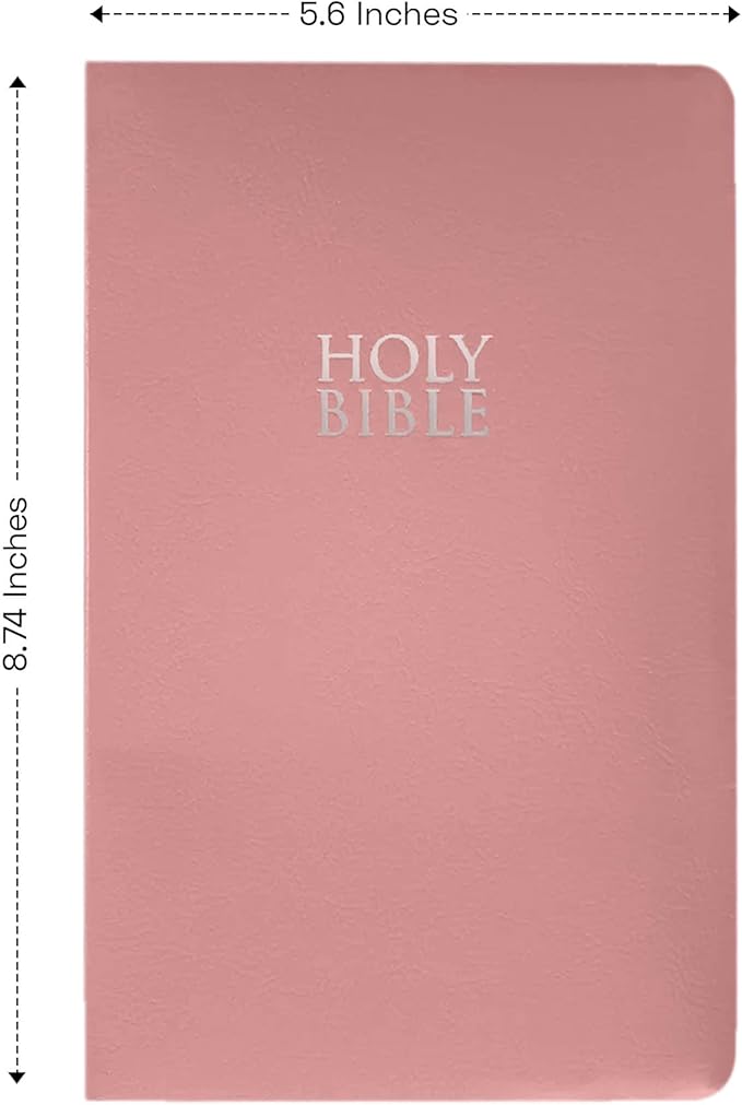Personalized NIV Bible Faux Leather Small Print Economy Bible with Custom Name at The Lower Right Side & Red-Highlighted Verses, Custom Gift for Christian & Religious Events | Pink