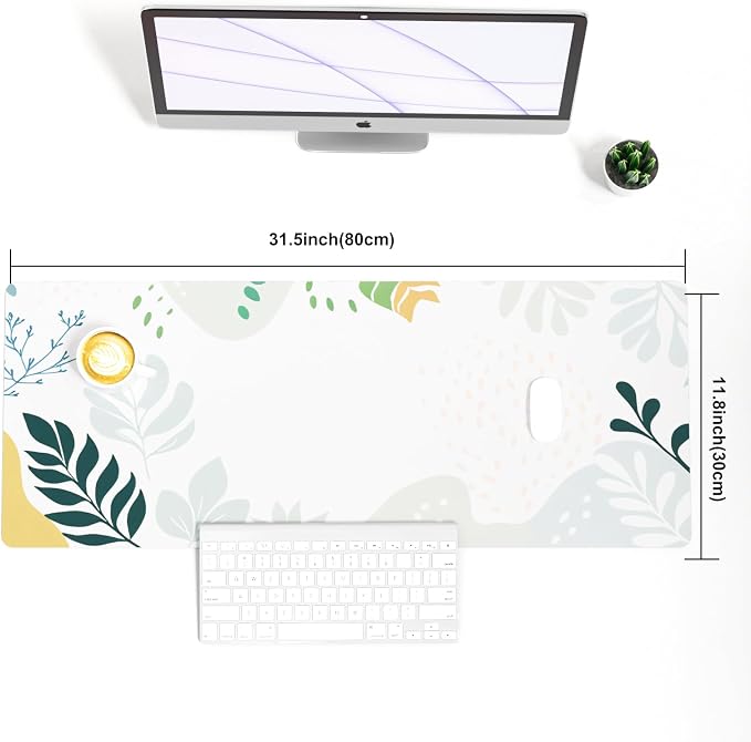 Colorful Star Abstract Boho Large Mouse Pad, Waterproof Green White Desk Mat, Double Sided Computer Gaming Mouse Pad, XL Full Desk Mousepad Non Slip Writing Pad for School Office Home 31.5" x 11.8"