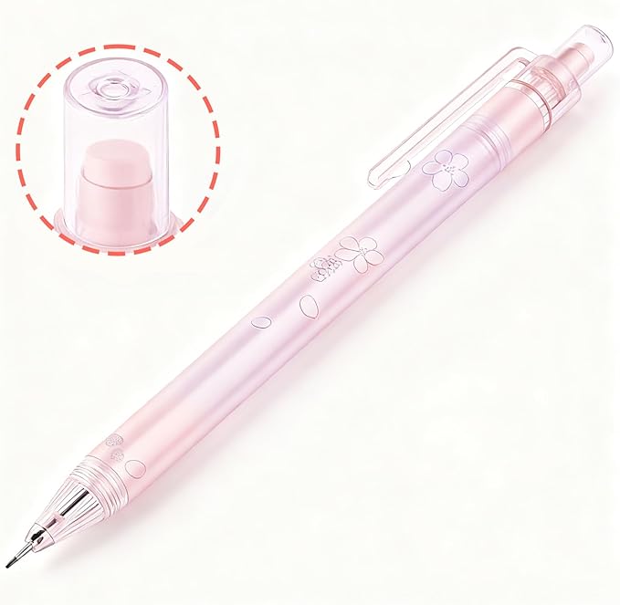 6Pcs Coquette Pink Cherry Blossom Mechanical Pencils Cute 0.5mm&0.7mm Mechanical Pencil Kawaii Pencils School Pencil for Students Women Office School Suppies