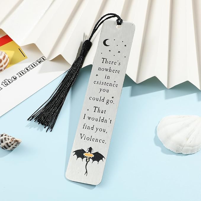 Dragon Metal Bookmarks Set, Fourth Wing Stainless Steel Bookmark with Charm, Book Mark for Reading Women and Men, Book Accessories for Book Lover (Style 1)