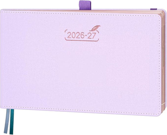 BEZEND Weekly Planner 2026 2027 Equal Weekend Space with Hourly Timeslot (Medium 9" x 5.5") 18 Months Academic Calendar (Jul 26-Dec 27) for Students, Work & Home, PU Leather Hardcover -Lilac