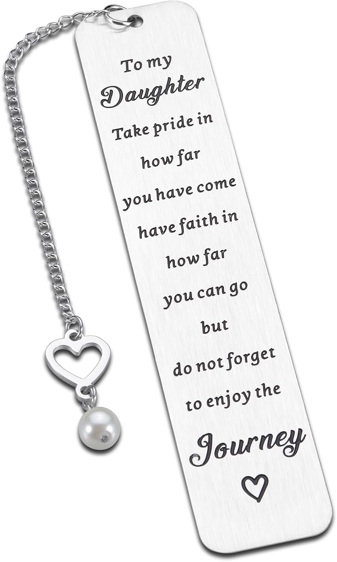 Enbloceclat Daughter Gift from Mom Inspirational Back to School Off to College Bookmark Gift for Teen Girls Kids Birthday Keepsake for Women Stepdaughter Graduation Gifts for Daughter Book Lover
