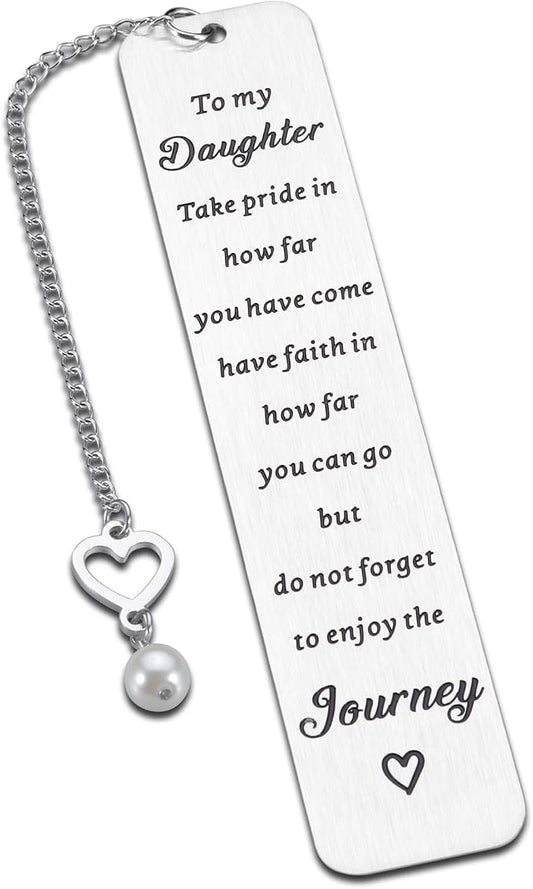 Enbloceclat Daughter Gift from Mom Inspirational Back to School Off to College Bookmark Gift for Teen Girls Kids Birthday Keepsake for Women Stepdaughter Graduation Gifts for Daughter Book Lover