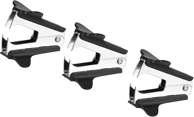 MECCANIXITY Staple Remover Tools, Staplers Puller Steel Jaw for Office Home Desktop Supply Accessory, Black Pack of 3