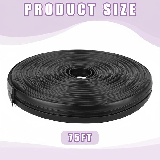 Frienda 1 Set 75 Feet Foldable Plastic Track for Flexible Plastic Letters Soft Letter Board Track for Letters Poster (Black)