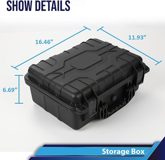 CROSSDESIGN Storage Box for Collectible Cards, Tools, Screws, Craft Supplies DIY Adjustable Organizer Box with Removable Dividers & Protective Foam, Lightweight Stackable Storage Container Black