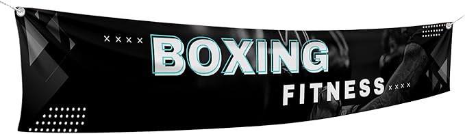 Boxing Fitness Large Banners and Signs for Outdoor by Mavis Printing-Polyester Banner with 4 Holes for Easy Hang Indoor & Outdoor|4x1 Feet HD Print Sign to Promote Church| Made in USA