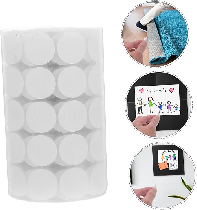 STOBOK 400pairs Diameter Self-Adhesive Round Hook and Dots White Tapes for Home Office and Projects
