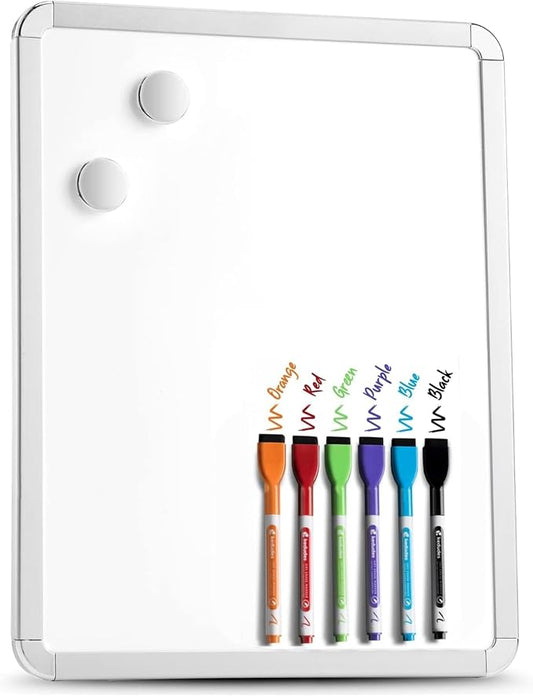 kedudes 11x14 Magnetic Dry Erase White Board - Mini Refrigerator Whiteboard Set - Lightweight Small Personal Memo Boards with 6 Markers - Smooth Surface and Eraser Caps - Fridge and Wall Mountable