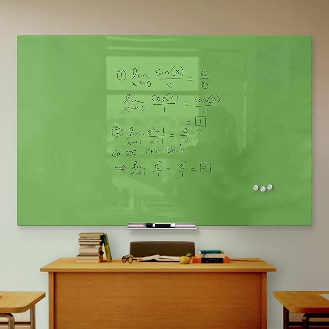 Glass Dry Erase Board 48"x60", Green Surface with Eased Corners, Frameless Glass Board for Wall with Markers, Magnets, Eraser for Home & Office by Fab Glass and Mirror