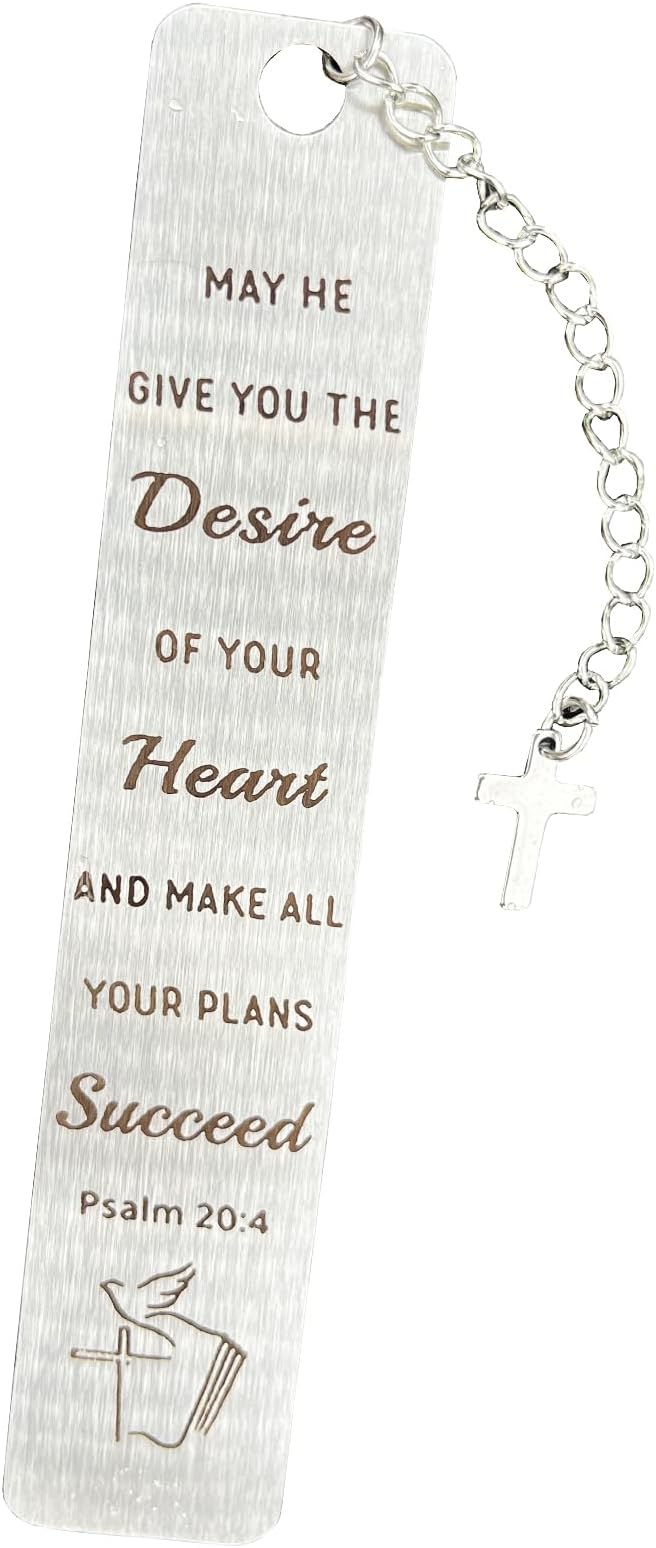Bible Bookmarks Book Markers, Metal Christian Bookmark Gift Accessories (Psalm 20:4)