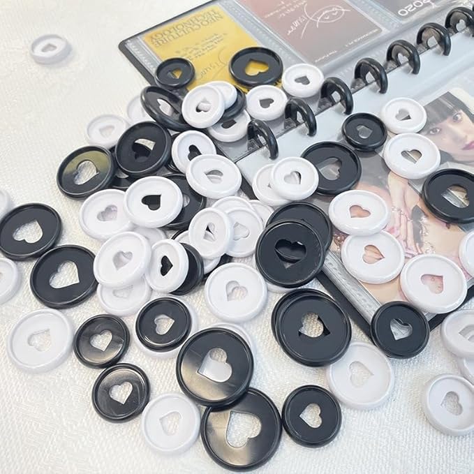 100pcs Planner Expander Discs 1.1Inch Book Binding Disc For Discbound Notebook Accessories Heart Binder Rings(White Black Mixed,1.1 inch/28 mm)