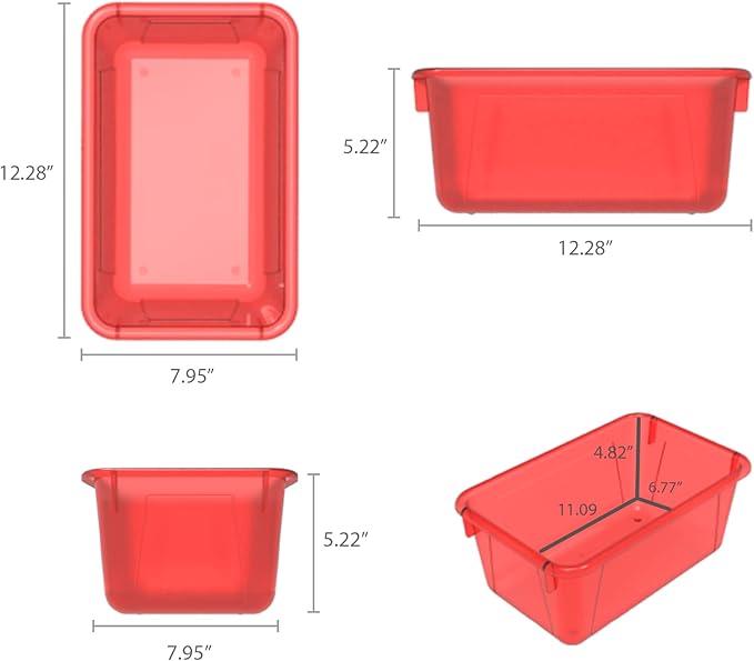 Storex Small Cubby Bin, 12.2 x 7.8 x 5.1 Inches, Candy Red, 5-Pack (62475U05C)