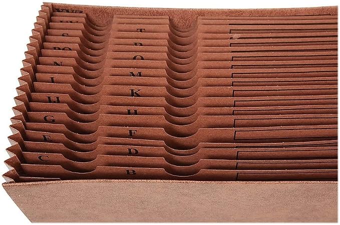 Staples Letha‑Tone Expanding File, A–Z Alphabetical Index, 21‑Pocket Organizer, Letter Size, Brown Redrope