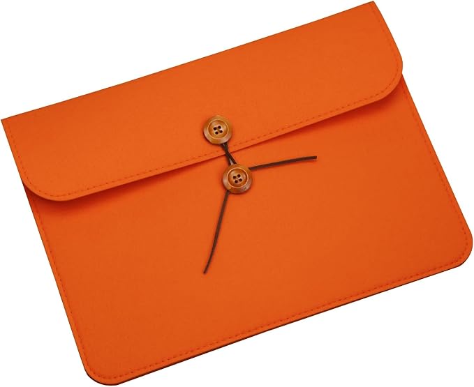 A4 Document Holder Felt File Folder Paper Portfolio Case Letter Envelope Folders with String Tie Closure (1, Orange)