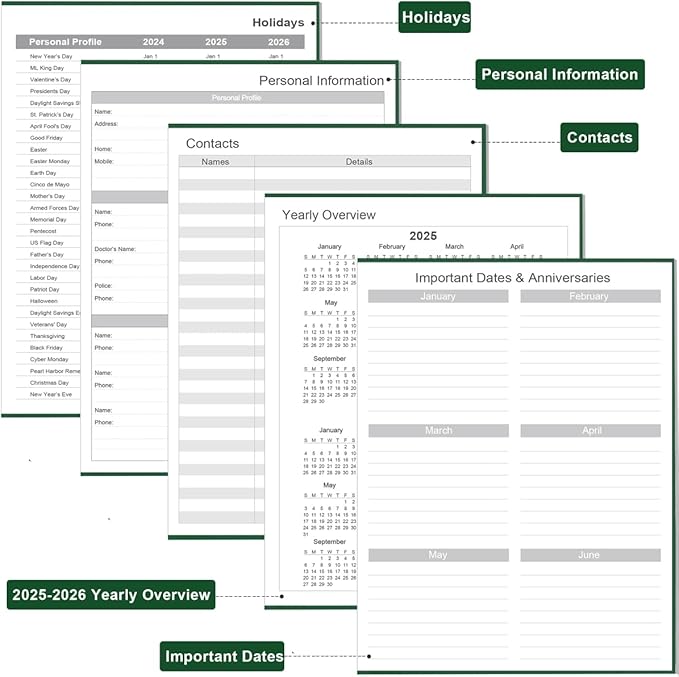 Daily & Monthly Planner for 2026 or Anytime - ADHD Planner Two Pages Per Day, Daily Planner Undated to Increase Focus, Eliminate Overwhelm, Achieve Your Biggest Goals, 8.5'' × 11'', Blue