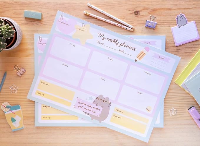 To Do List Notepad Pusheen Calendar A3 | Daily, Weekly Planner | ADHD Planner Pad | 54 Tear-Off Sheets 90 gsm | Pusheen Stationery | Improve Productivity | Task Planner