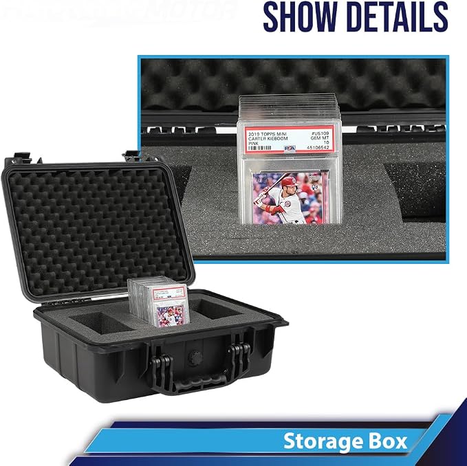 CROSSDESIGN Storage Box for Collectible Cards, Tools, Screws, Craft Supplies DIY Adjustable Organizer Box with Removable Dividers & Protective Foam, Lightweight Stackable Storage Container Black