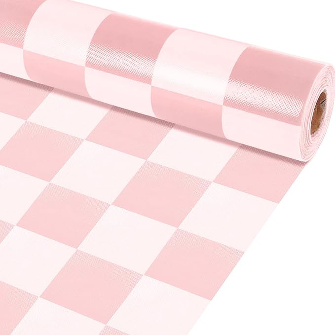 Pink Checked Bulletin Board Roll Pastel Pink Reusable Waterproof Erasable Bulletin Poster Non-Woven Fabric Bulletin Board for Mother's Day Classroom Decor Wrapping Paper Crafts 15.55in x 20ft