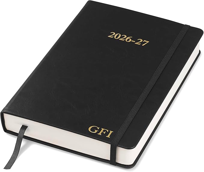 Wykeham's Executive 2026-27 Daily Journal Planner – Mid-Year Academic Diary (Personalized Black, 8.5"×5.5")