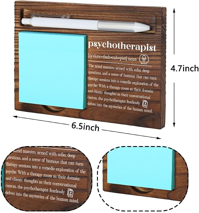 Wooden Sticky Note Holder for Psychotherapists, Inspirational Office Desk Organizer, Therapist Gift, 16.5 x 12 x 1.5 cm,LQQ22