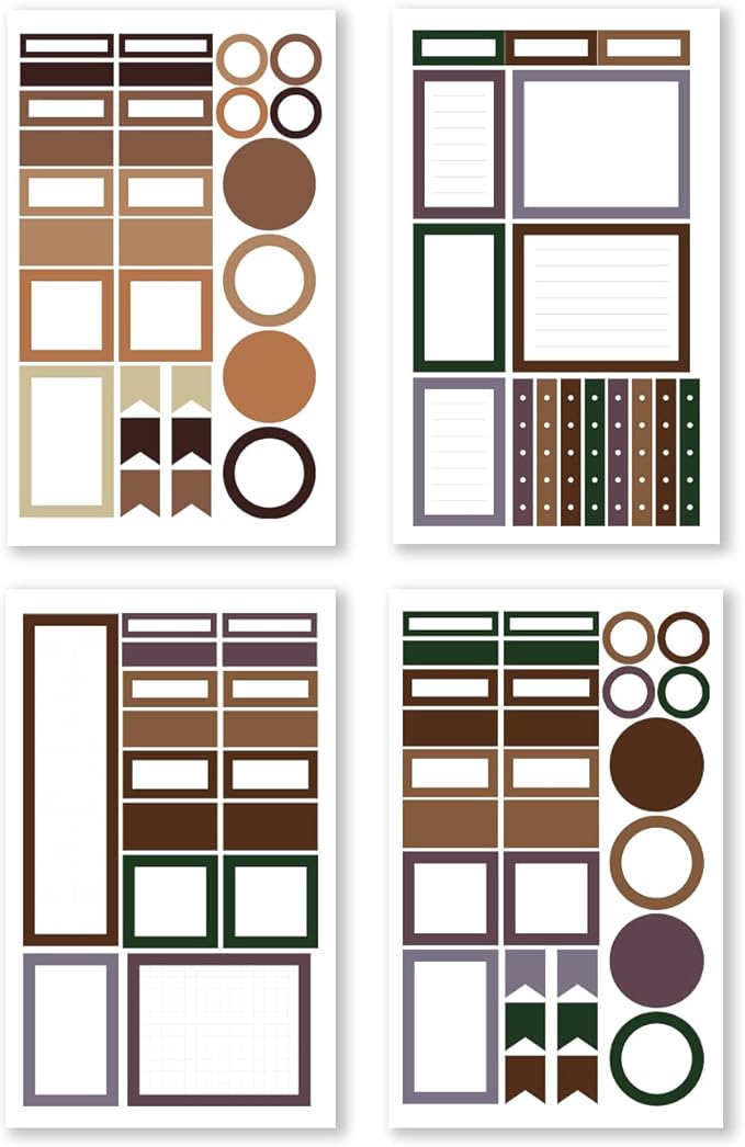 Rongrong Planner Stickers Book Fall Winter Functional Box Theme for Calendars, Journals Elevate Your Planner's Functionality Scrapbook Accessories 24 Pages