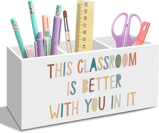 Boho Classroom Pen Pencil Holder for Desk, Boho Office Desk Accessories, Back to School Pen Holders Organizer for Students Boys Girls Teachers,This Classroom Is Better with You in It