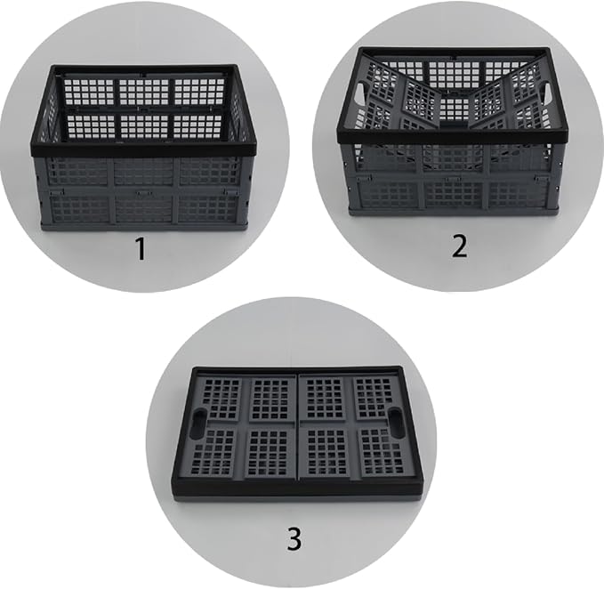 3-Pack 34 L Plastic Collapsible Storage Crates, Large Stackable Folding Storage Crates