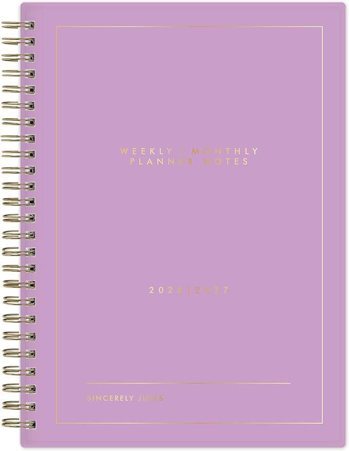 2026-2027 Blue Sky Sincerely Jules Violet 6" x 8" Academic Year Weekly & Monthly Planner, Plastic Cover, Violet (161389)